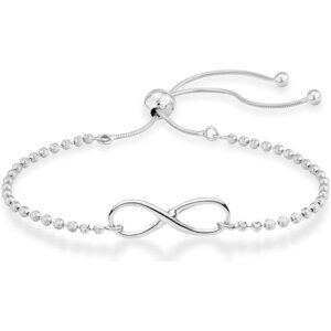 925 Silver or 18K Gold Plated Beaded Infinity Bolo Bracelet for Women, Made in I